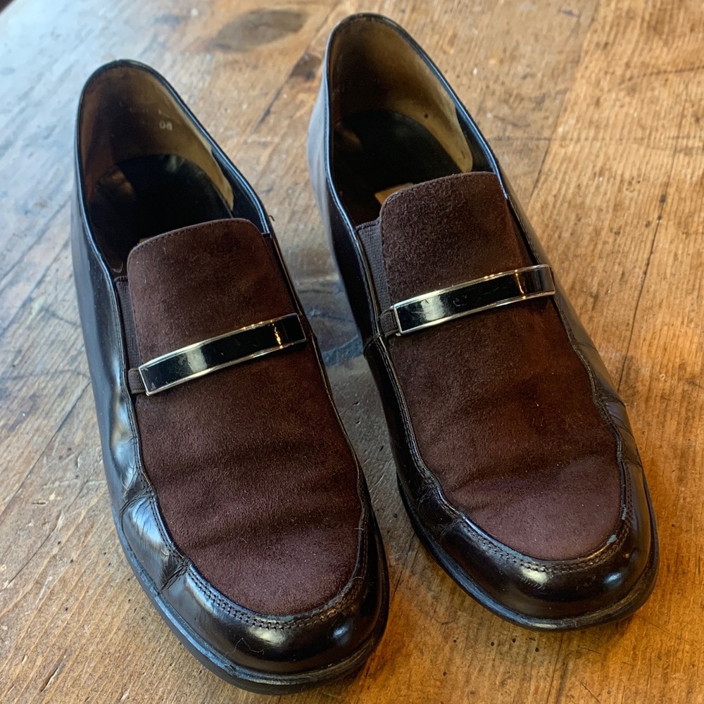 Paul Green Dark Brown Leather and Suede Loafers